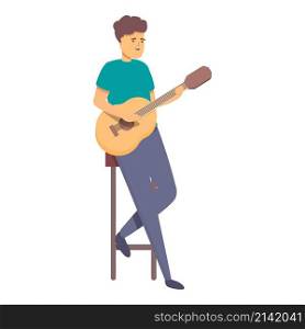 Guitar music vlogger icon cartoon vector. Live stream. Video creator. Guitar music vlogger icon cartoon vector. Live stream