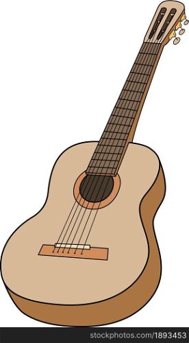Guitar Musical Instrument - vector full color illustration. Acoustic Guitar - stringed musical instrument