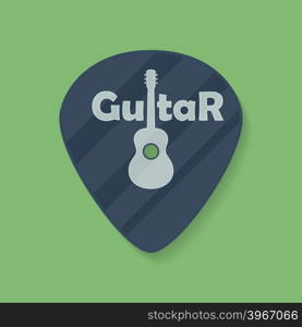 Guitar plectrum icon with the word &amp;quot;Guitar&amp;quot; and the Guitar symbol, sign, logo