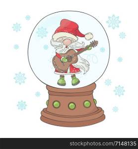 GUITAR SANTA Christmas Cartoon Musician Vector Illustration Set