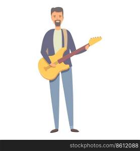 Guitar song icon cartoon vector. Street music. Group blues. Guitar song icon cartoon vector. Street music