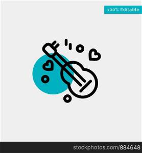 Guitar, Song, Music, Love turquoise highlight circle point Vector icon
