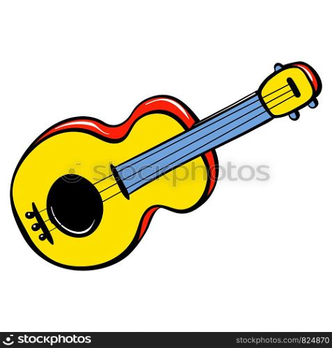 Guitar toy icon. Cartoon of guitar toy vector icon for web design isolated on white background. Guitar toy icon, cartoon style