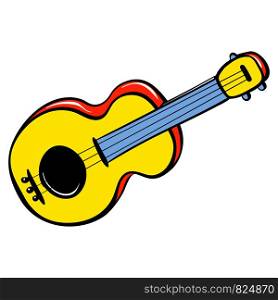 Guitar toy icon. Cartoon of guitar toy vector icon for web design isolated on white background. Guitar toy icon, cartoon style