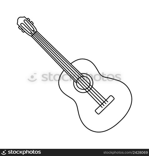 Guitar ukulele. Musical instrument line sketch. Outline black and white vector illustration.. Guitar ukulele. Musical instrument line sketch. Outline black and white vector illustration