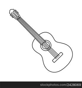 Guitar ukulele. Musical instrument line sketch. Outline black and white vector illustration.. Guitar ukulele. Musical instrument line sketch. Outline black and white vector illustration