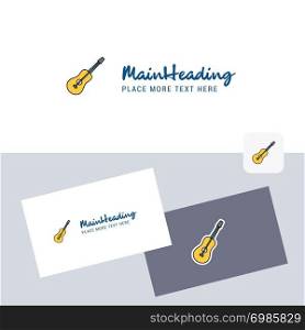 Guitar vector logotype with business card template. Elegant corporate identity. - Vector