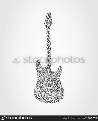 Guitar4. Guitar collected from set of notes. A vector illustration