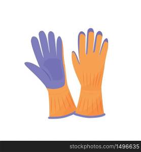 Gum gloves cartoon vector illustration. Personal protective equipment. Healthcare, hand skin protection. Workwear, industrial clothing item. Rubber accessory isolated on white background. Gum gloves cartoon vector illustration