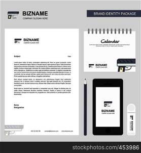 Gun Business Letterhead, Calendar 2019 and Mobile app design vector template