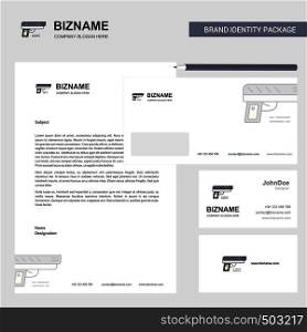 Gun Business Letterhead, Envelope and visiting Card Design vector template