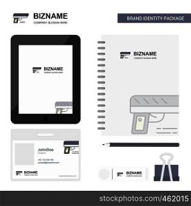 Gun Business Logo, Tab App, Diary PVC Employee Card and USB Brand Stationary Package Design Vector Template