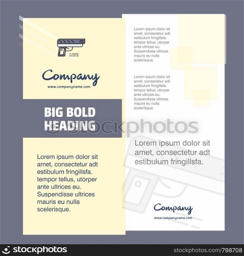 Gun Company Brochure Title Page Design. Company profile, annual report, presentations, leaflet Vector Background
