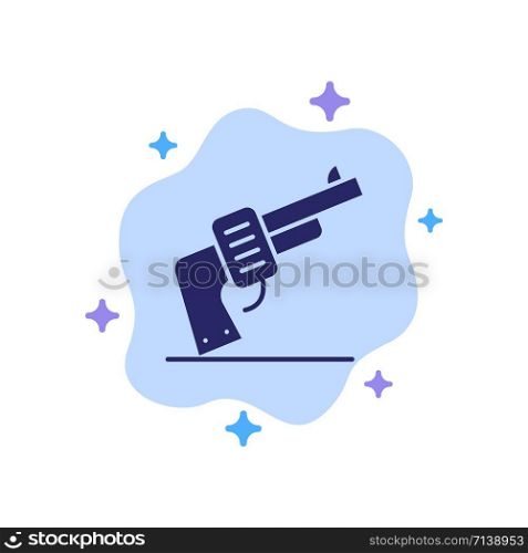 Gun, Hand, Weapon, American Blue Icon on Abstract Cloud Background