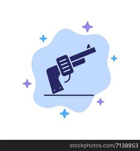 Gun, Hand, Weapon, American Blue Icon on Abstract Cloud Background