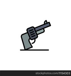 Gun, Hand, Weapon, American Business Logo Template. Flat Color