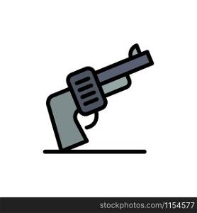 Gun, Hand, Weapon, American Flat Color Icon. Vector icon banner Template