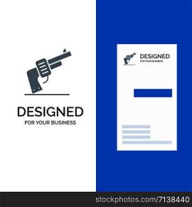 Gun, Hand, Weapon, American Grey Logo Design and Business Card Template