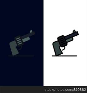 Gun, Hand, Weapon, American Icons. Flat and Line Filled Icon Set Vector Blue Background