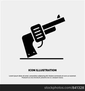 Gun, Hand, Weapon, American solid Glyph Icon vector