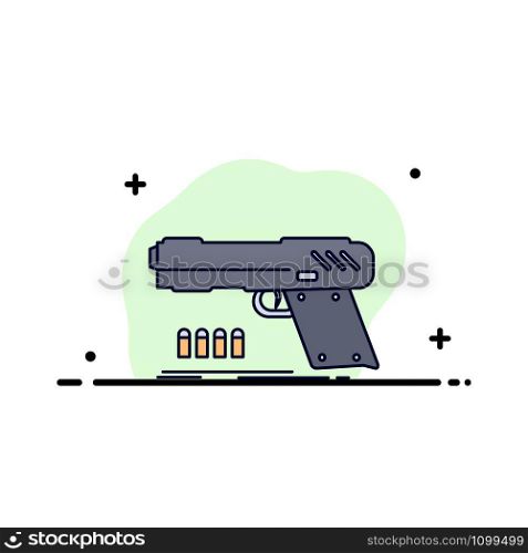 gun, handgun, pistol, shooter, weapon Flat Color Icon Vector