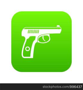 Gun icon digital green for any design isolated on white vector illustration. Gun icon digital green