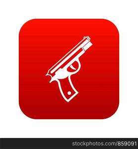 Gun icon digital red for any design isolated on white vector illustration. Gun icon digital red