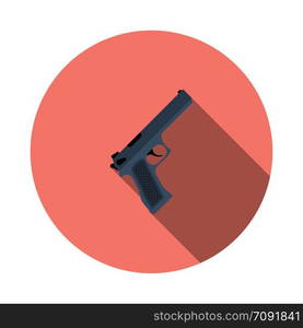 Gun Icon. Flat Circle Stencil Design With Long Shadow. Vector Illustration.