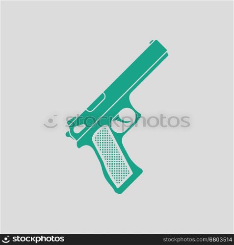 Gun icon. Gray background with green. Vector illustration.