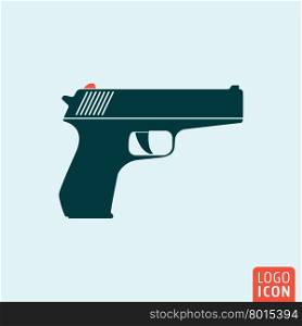 Gun icon. Gun logo. Gun symbol. Hand gun icon isolated, minimal design. Vector illustration