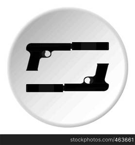 Gun icon in flat circle isolated vector illustration for web. Gun icon circle