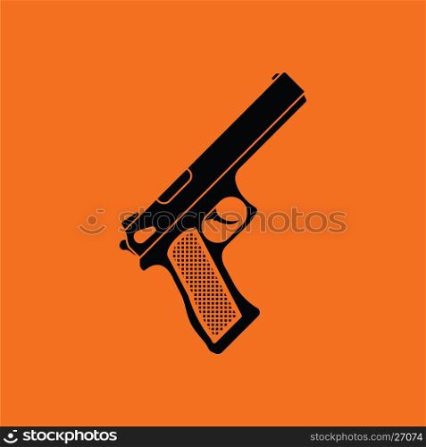 Gun icon. Orange background with black. Vector illustration.