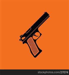 Gun icon. Orange background with black. Vector illustration.