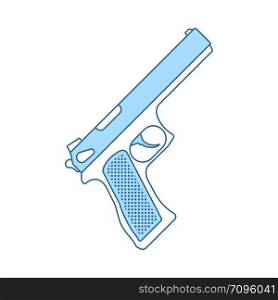 Gun Icon. Thin Line With Blue Fill Design. Vector Illustration.