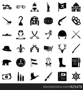 Gun icons set. Simple style of 36 gun vector icons for web isolated on white background. Gun icons set, simple style