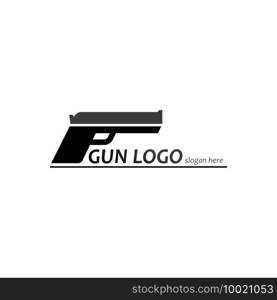 Gun logo and Army soldier sniper shot vector Design Illustration military shot revolver 