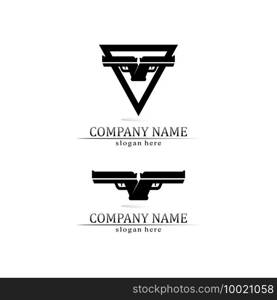 Gun logo and Army soldier sniper shot vector Design Illustration military shot revolver 