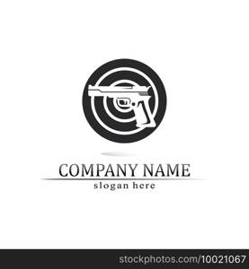 Gun logo and Army soldier sniper shot vector Design Illustration military shot revolver 