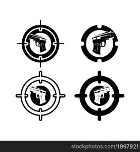 Gun logo and Army soldier sniper shot vector Design Illustration military shot revolver