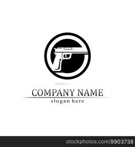 Gun logo and Army soldier sniper shot vector Design Illustration military shot revolver 