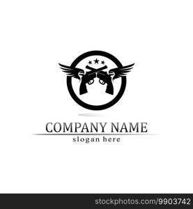 Gun logo and Army soldier sniper shot vector Design Illustration military shot revolver 