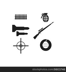 Gun logo and Army soldier sniper shot vector Design Illustration military shot revolver 