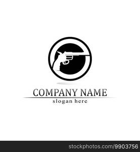 Gun logo and Army soldier sniper shot vector Design Illustration military shot revolver 