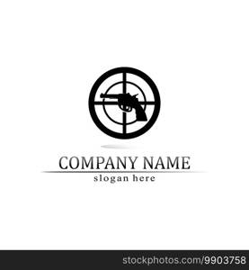 Gun logo and Army soldier sniper shot vector Design Illustration military shot revolver 