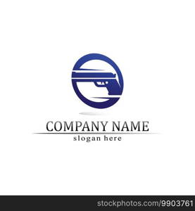 Gun logo and Army soldier sniper shot vector Design Illustration military shot revolver 