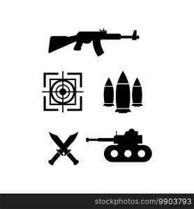 Gun logo and Army soldier sniper shot vector Design Illustration military shot revolver 