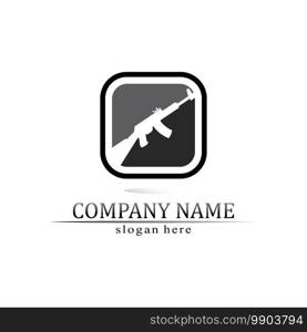 Gun logo and Army soldier sniper shot vector Design Illustration military shot revolver 