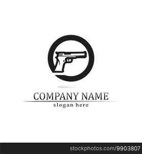 Gun logo and Army soldier sniper shot vector Design Illustration military shot revolver 