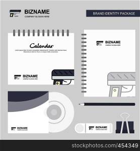 Gun Logo, Calendar Template, CD Cover, Diary and USB Brand Stationary Package Design Vector Template