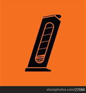Gun magazine icon. Orange background with black. Vector illustration.